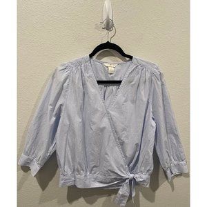 H&M Blue And White Wrap Blouse